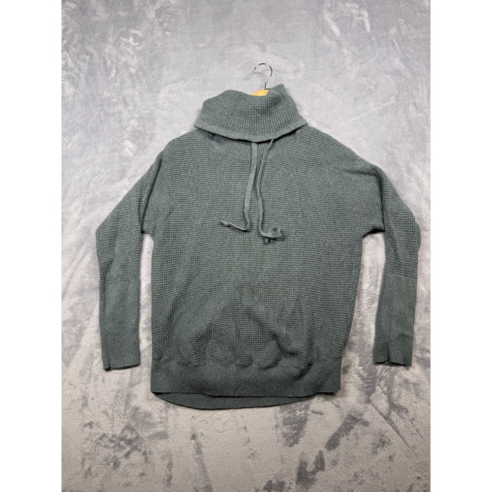 Cynthia Rowley Active Sweater Womens Small Olive Cotton Cowl Neck Thermal Knit